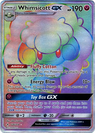 <transcy>Pokemon Card Unbroken Bonds 226/214 Whimsicott GX Hyper Rare</transcy>