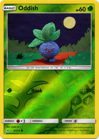 <transcy>Pokemon Card Unbroken Bonds 6/214 006/214 Oddish Common Reverse Holo</transcy>