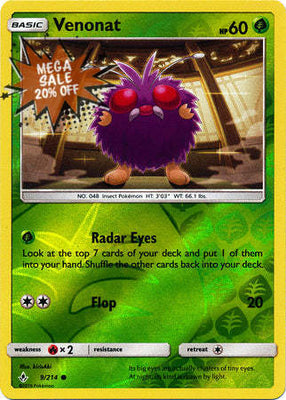 Pokemon Card Unbroken Bonds 9/214 009/214 Venonat Common Reverse Holo