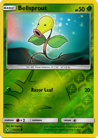 <transcy>Pokemon Card Unbroken Bonds 13/214 013/214 Bellsprout Common Reverse Holo</transcy>