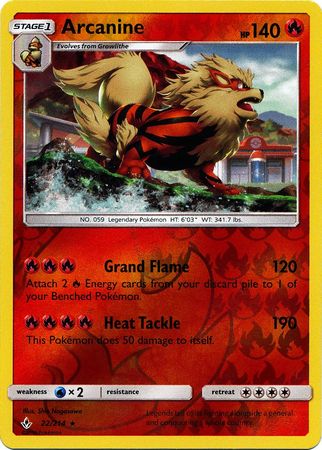 <transcy>Pokemon Card Unbroken Bonds 22/214 022/214 Arcanine Rare Reverse Holo</transcy>