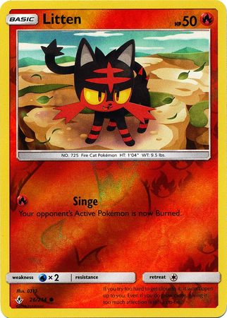 <transcy>Pokemon Card Unbroken Bonds 26/214 026/214 Litten Common Reverse Holo</transcy>