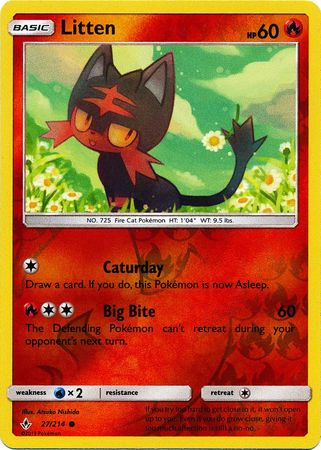 <transcy>Pokemon Card Unbroken Bonds 27/214 027/214 Litten Common Reverse Holo</transcy>