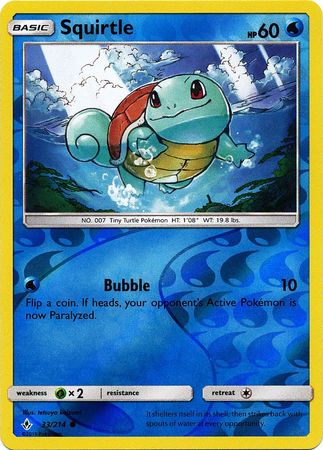 <transcy>Pokemon Card Unbroken Bonds 33/214 033/214 Squirtle Common Reverse Holo</transcy>