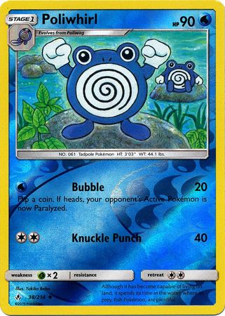 <transcy>Pokemon Card Unbroken Bonds 38/214 038/214 Poliwhirl Gelegentlich Reverse Holo</transcy>