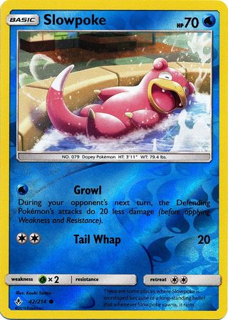 <transcy>Pokemon Card Unbroken Bonds 42/214 042/214 Slowpoke Common Reverse Holo</transcy>