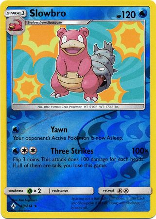 <transcy>Pokemon Card Unbroken Bonds 43/214 043/214 Slowbro Rare Reverse Holo</transcy>