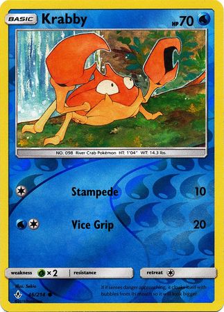 <transcy>Pokemon Card Unbroken Bonds 46/214 046/214 Krabby Common Reverse Holo</transcy>