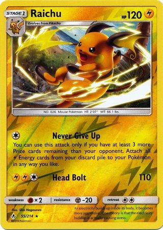 <transcy>Pokemon Card Unbroken Bonds 55/214 055/214 Raichu Seltenes Reverse Holo</transcy>