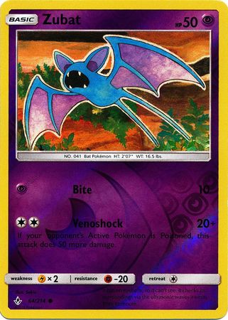 <transcy>Pokemon Card Unbroken Bonds 64/214 064/214 Zubat Common Reverse Holo</transcy>