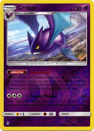 <transcy>Pokemon Card Unbroken Bonds 66/214 066/214 Crobat Rare Reverse Holo</transcy>