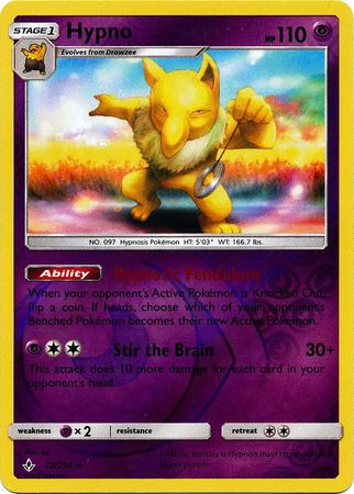 <transcy>Pokemon Card Unbroken Bonds 72/214 072/214 Hypno Rare Reverse Holo</transcy>