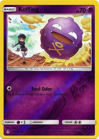 <transcy>Pokemon Card Unbroken Bonds 73/214 073/214 Koffing Common Reverse Holo</transcy>