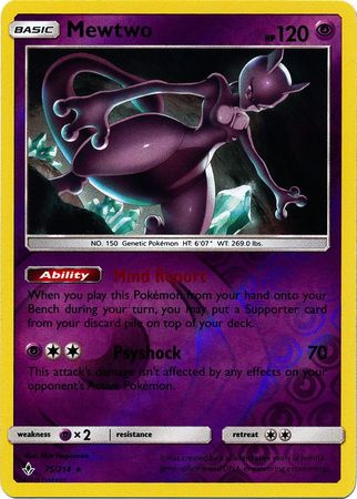 <transcy>Pokemon Card Unbroken Bonds 75/214 075/214 Mewtwo Rare Reverse Holo</transcy>