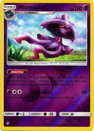 <transcy>Pokemon Card Unbroken Bonds 78/214 078/214 Mismagius Rare Reverse Holo</transcy>