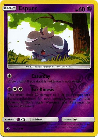 <transcy>Pokemon Card Unbroken Bonds 79/214 079/214 Espurr Common Reverse Holo</transcy>