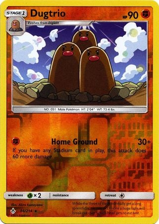 <transcy>Pokemon Card Unbroken Bonds 86/214 086/214 Dugtrio Rare Reverse Holo</transcy>