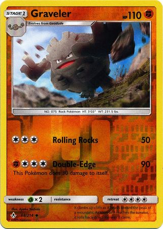 <transcy>Pokemon Card Unbroken Bonds 88/214 088/214 Graveler Gelegentlich Reverse Holo</transcy>