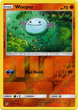 <transcy>Pokemon Card Unbroken Bonds 96/214 096/214 Wooper Common Reverse Holo</transcy>