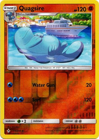 <transcy>Pokemon Card Unbroken Bonds 97/214 097/214 Quagsire Rare Reverse Holo</transcy>