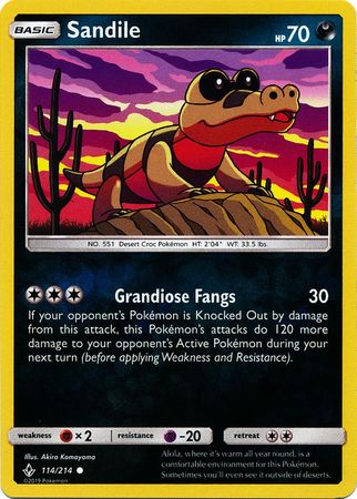 <transcy>Pokemon Card Unbroken Bonds 114/214 Sandile Common Reverse Holo</transcy>