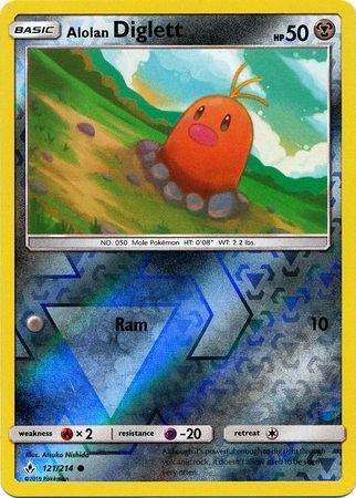 <transcy>Pokemon Card Unbroken Bonds 121/214 Alolan Diglett Common Reverse Holo</transcy>