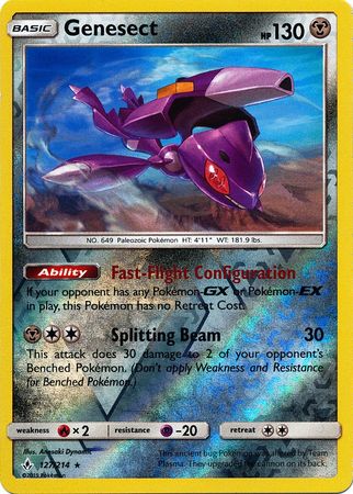 <transcy>Pokemon Card Unbroken Bonds 127/214 Genesect Rare Reverse Holo</transcy>