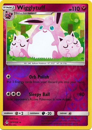 <transcy>Pokemon Card Unbroken Bonds 135/214 Wigglytuff Seltenes Reverse Holo</transcy>