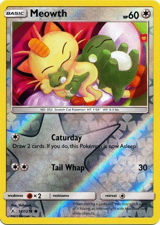 Pokemon Card Unbroken Bonds 147/214 Meowth Common Reverse Holo