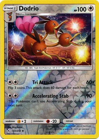 <transcy>Pokemon Card Unbroken Bonds 151/214 Dodrio Gelegentlich Reverse Holo</transcy>