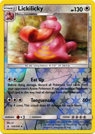 <transcy>Pokemon Card Unbroken Bonds 153/214 Lickilicky Rare Reverse Holo</transcy>