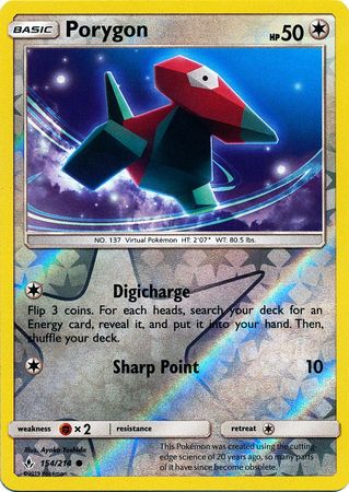 <transcy>Pokemon Card Unbroken Bonds 154/214 Porygon Common Reverse Holo</transcy>