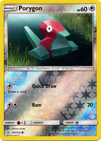 <transcy>Pokemon Card Unbroken Bonds 155/214 Porygon Common Reverse Holo</transcy>