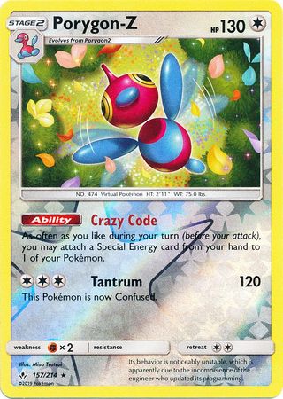 <transcy>Pokemon Card Unbroken Bonds 157/214 Porygon Z Seltenes Reverse Holo</transcy>