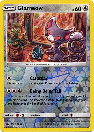 <transcy>Pokemon Card Unbroken Bonds 159/214 Glameow Common Reverse Holo</transcy>