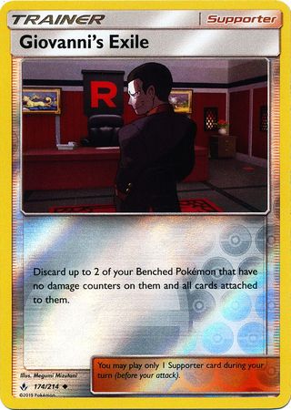 <transcy>Pokemon Card Unbroken Bonds 174/214 Giovannis Exil-Anhänger Gelegentlich Reverse Holo</transcy>