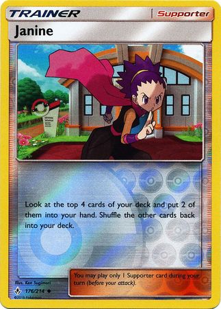 <transcy>Pokemon Card Unbroken Bonds 176/214 Janine Supporter Gelegentlich Reverse Holo</transcy>