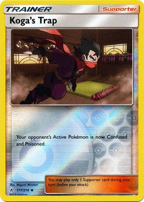 Pokemon Card Unbroken Bonds 177/214 Koga's Trap Supporter Uncommon Reverse Holo