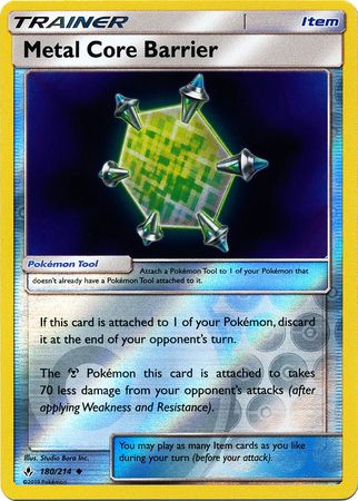 <transcy>Pokemon Card Unbroken Bonds 180/214 Core Barrier Item Gelegentlich Reverse Holo</transcy>