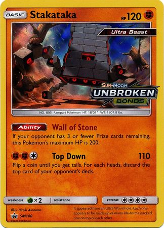 Pokemon Card SM Black Star Promos SM180 Stakataka Prerelease promo