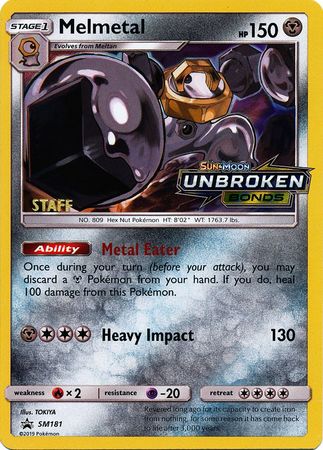 (S) Pokemon Card SM Black Star Promos SM181 Melmetal Staff Prerelease promo