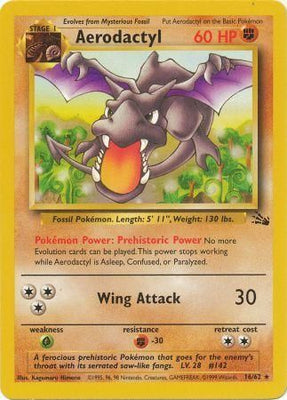 Pokemon Card Fossil Set Unlimited 16/62 Aerodactyl Rare NEAR MINT