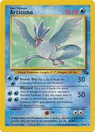 Pokemon Card Fossil Set Unlimited 17/62 Articuno Rare NEAR MINT