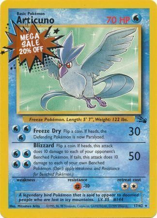 Pokemon Card Fossil Set Unlimited 17/62 Articuno Rare NEAR MINT