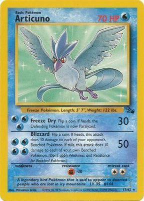 Pokemon Card Fossil Set Unlimited 17/62 Articuno Rare PLAYED