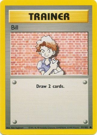 Pokemon Card Base Set Unlimited 91/102 Bill Trainer Common PLAYED