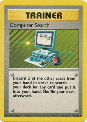 Pokemon Card Base Set Unlimited 71/102 Computer Search Trainer Rare PLAYED