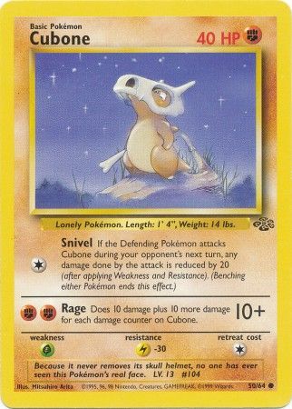 Pokemon Card Jungle Set Unlimited 50/64 Cubone Common NEAR MINT