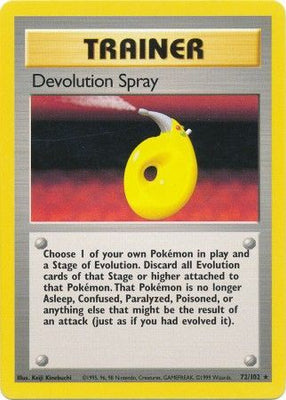 <transcy>Pokemon Card Base Set Ubegrænset 72/102 Devolution Spray Trainer Sjælden NÆR MINT</transcy>