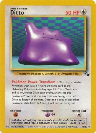 (S) Pokemon Card Fossil Set Unlimited 18/62 Ditto Rare NEAR MINT